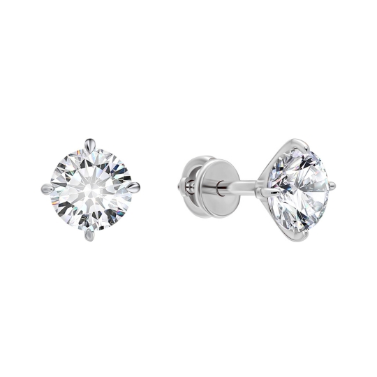 Серьги из серебра с черными фианитами