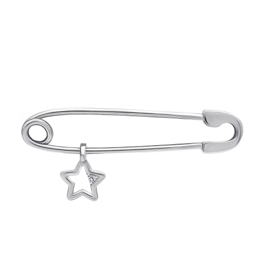 Брошь из серебра с фианитами