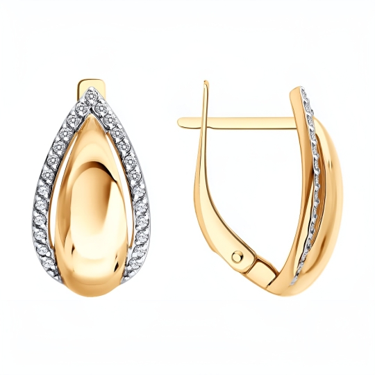 Серьги из белого золота с фианитами