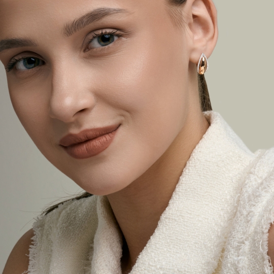 Серьги из белого золота с фианитами