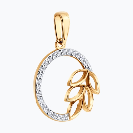 Подвеска-буква из золота с фианитами "А"