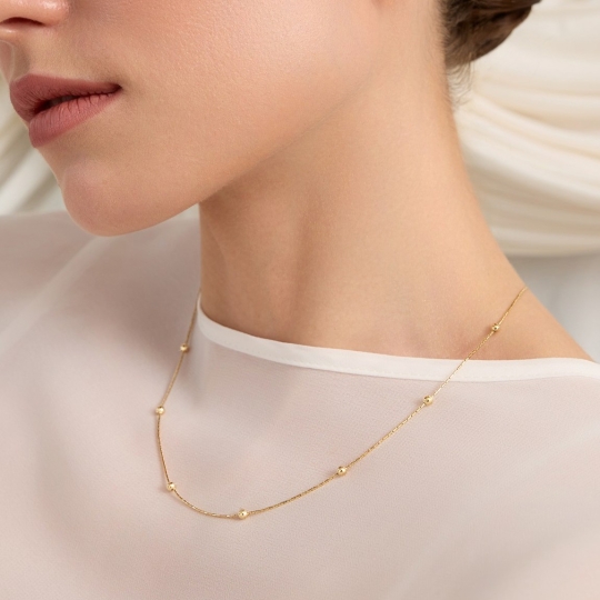 Колье на леске с золотыми вставками и фианитом