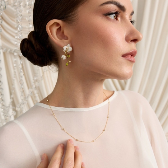 Колье на леске с золотыми вставками и фианитом