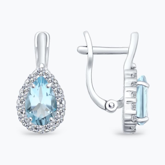 Кольцо из серебра с топазом и фианитами