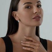 Серьги из серебра с топазами и фианитами