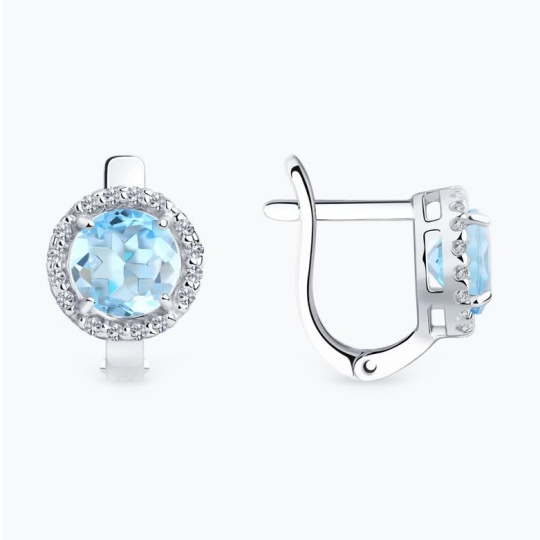 Серьги из серебра с фианитами