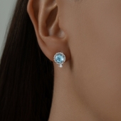 Серьги из серебра с топазами и фианитами