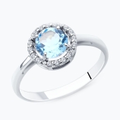 Кольцо из серебра с топазом и фианитами