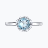 Кольцо из серебра с топазом и фианитами