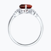Кольцо из серебра с гранатом и фианитами