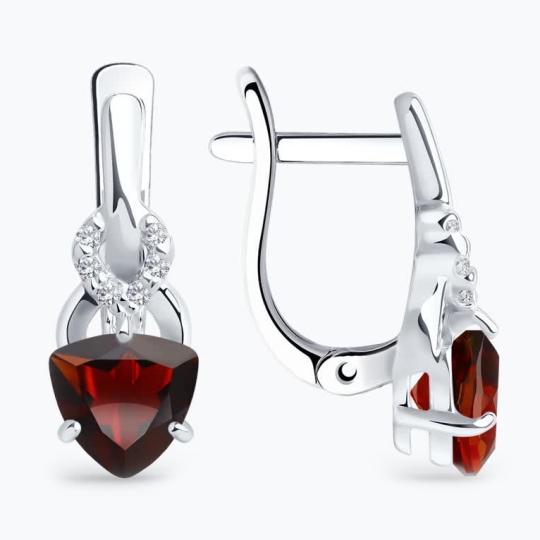 Серьги из серебра с бриллианитами и фианитами