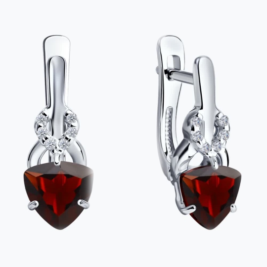 Серьги из серебра с бриллианитами и фианитами