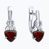 Серьги из серебра с гранатами и фианитами
