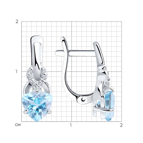 Серьги из серебра с топазами и фианитами