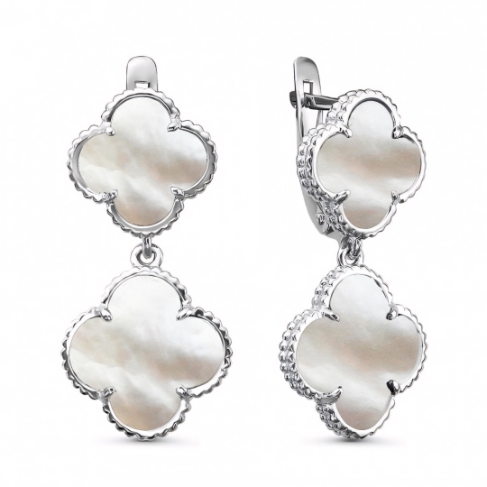 Серьги-продевки из серебра с фианитами