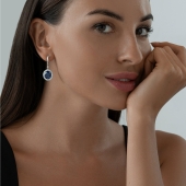 Серьги из серебра с корундами и фианитами