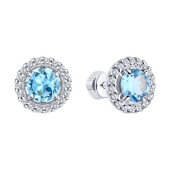 Серьги из серебра с топазами и фианитами