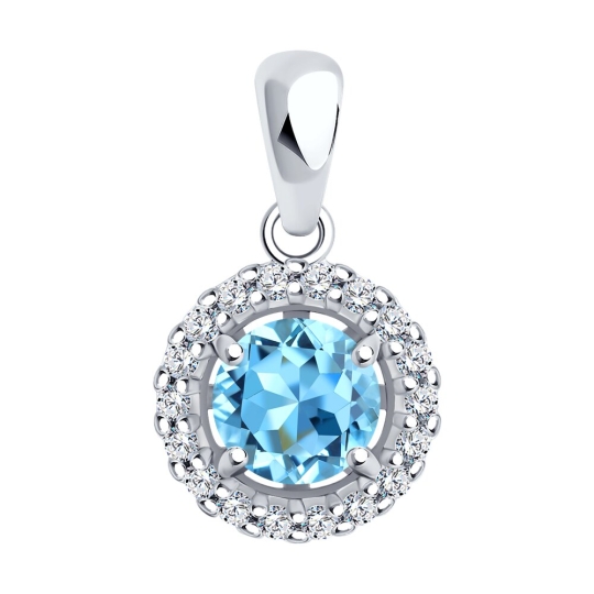 Серьги из серебра с топазами и фианитами