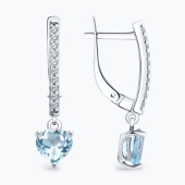 Серьги из серебра с топазами и фианитами