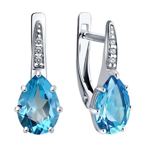 Подвеска из серебра с топазом Swiss и фианитами