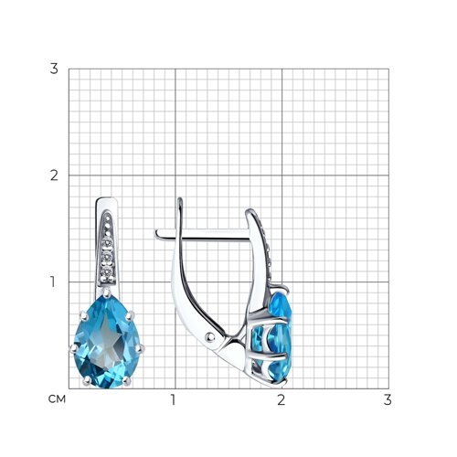 Подвеска из серебра с топазом Swiss и фианитами