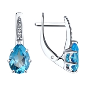 Серьги из серебра с топазами Swiss  и фианитами
