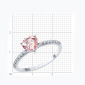 Кольцо из серебра с ситаллом и фианитами