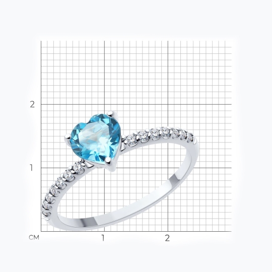 Кольцо из серебра с топазом и фианитами