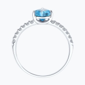 Кольцо из серебра с топазом и фианитами