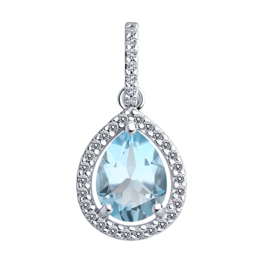 Серьги из серебра с топазами и фианитами