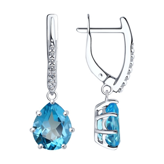 Подвеска из серебра с топазом Swiss и фианитами