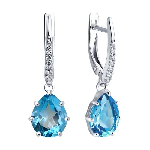 Подвеска из серебра с топазом Swiss и фианитами