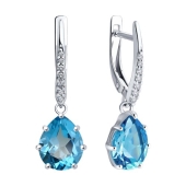 Серьги из серебра с топазами Swiss и фианитами