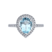 Кольцо из серебра с топазом и фианитами