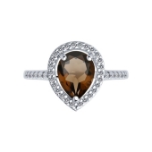 Кольцо из серебра с раухтопазом и фианитами