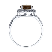 Кольцо из серебра с раухтопазом и фианитами