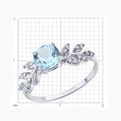 Кольцо из серебра с топазом и фианитами