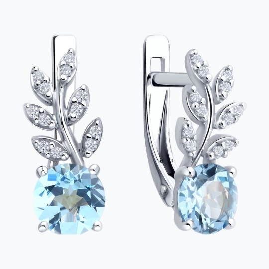 Серьги из серебра с агатами и фианитами