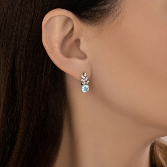 Серьги из серебра с агатами и фианитами