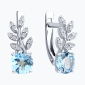 Серьги из серебра с топазами и фианитами