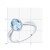 Кольцо из серебра с топазом и фианитами 