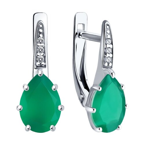 Серьги из серебра с эмалью и фианитами