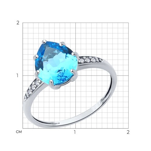 Подвеска из серебра с топазом Swiss и фианитами