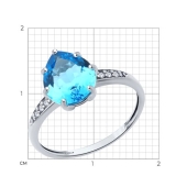 Кольцо из серебра с топазом Swiss и фианитами