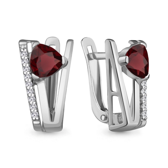 Серьги из серебра с жемчугом и фианитами