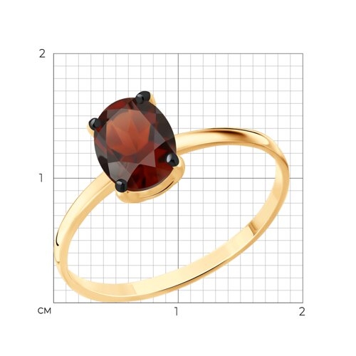 Кольцо из серебра с позолотой и гранатом