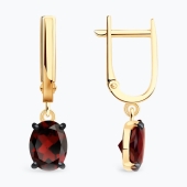 Серьги из серебра с позолотой и гранатами
