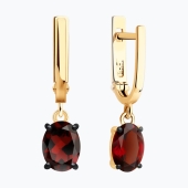 Серьги из серебра с позолотой и гранатами