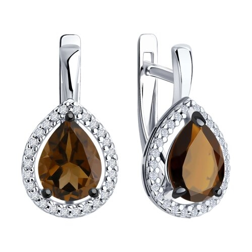 Кольцо из серебра с раухтопазом и фианитами