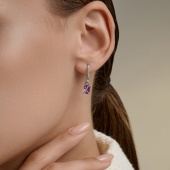 Серьги-трансформеры из серебра с аметистами